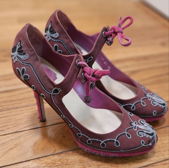 Christian Dior Grosgrain Embroidered Round-toe Platform Pumps 39 - Picture 7 of 8